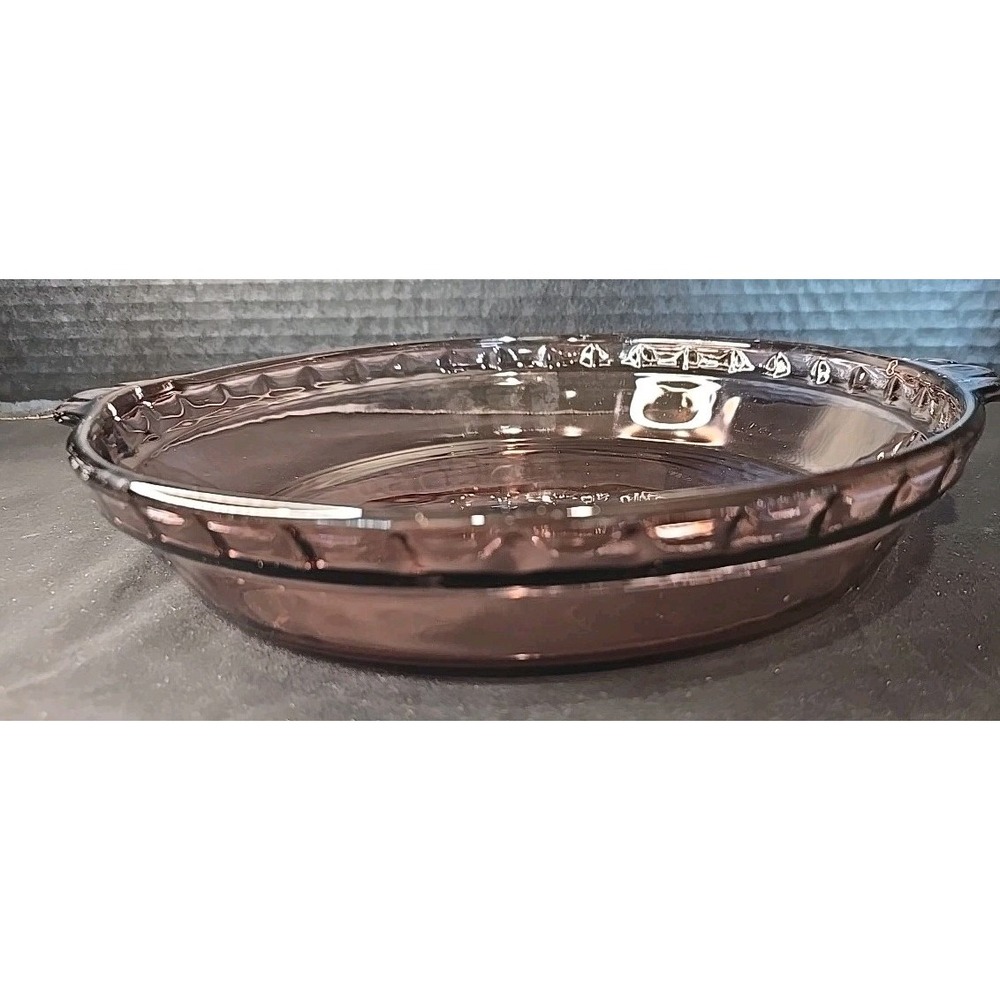 PYREX #229 Crimp Edge Cranberry Glass Deep Pie Dish 9" x 1 3/4  USA‎ !